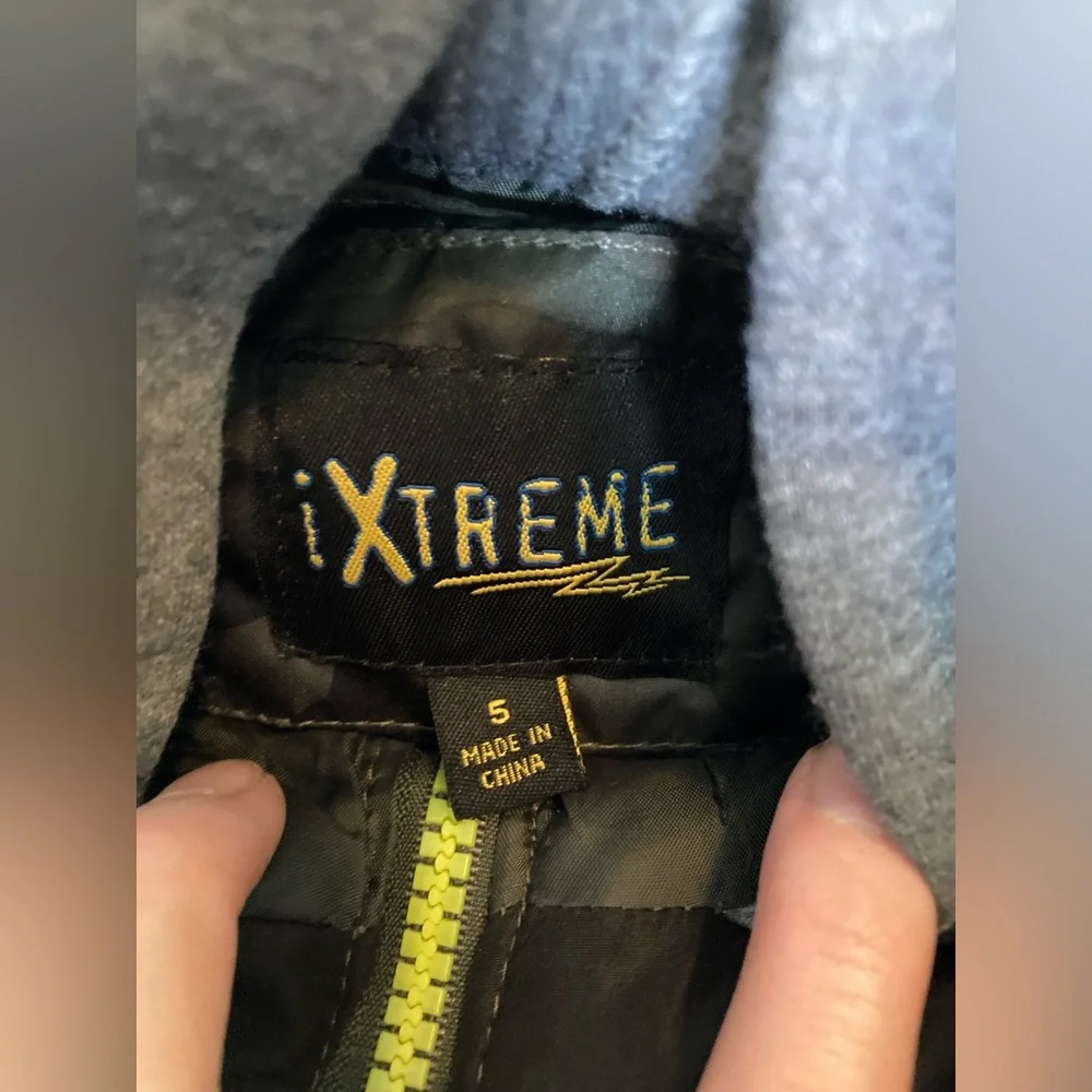I-extreme, size 5 camo and gray, hooded sweatshirt and puffer material jacket